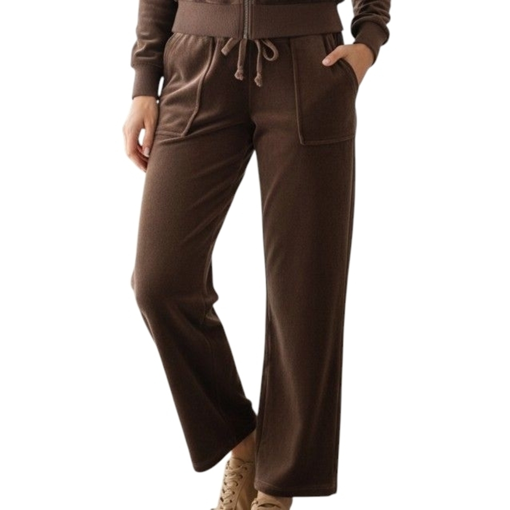Soft Brown Drawstring Yoga Pants